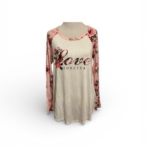 Soft Floral Love Forever Women's Top - Pink and White